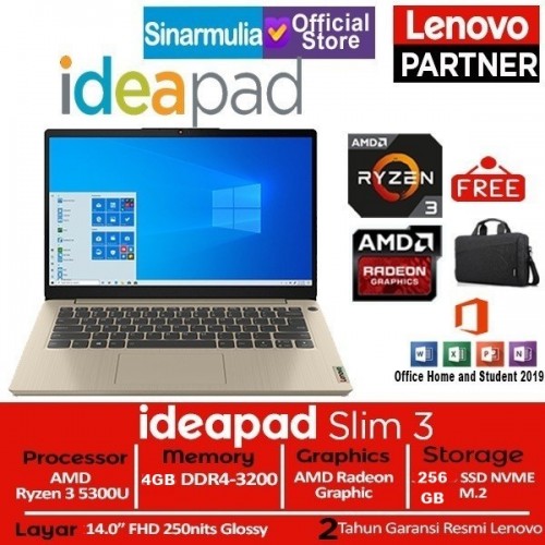 Lenovo Ideapad Slim 3 Ryzen 3 5300U 256GB SSD 4GB Windows11 + OHS1
