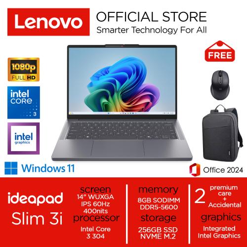 Lenovo Ideapad Slim 3i Core 3 304 256GB SSD 8GB WUXGA IPS Win11+OHS