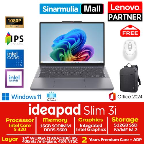 Lenovo Ideapad Slim 3i Core 5 320 512GB SSD 16GB WUXGA IPS Win11+OHS