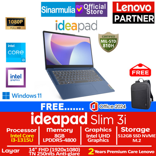 Lenovo Ideapad Slim 3i i3-1315U 512GB SSD 8GB Win11+OHS1 Lenovo Ideapad Slim 3i i3-1315U 512GB SSD 8GB Win11+OHS1