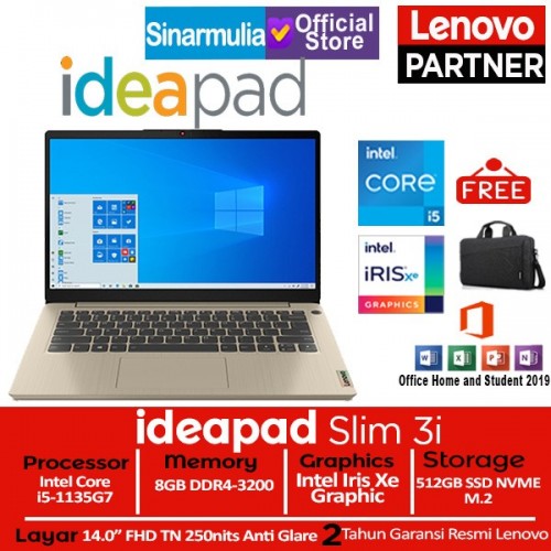 Lenovo Ideapad Slim 3i i5-1135G7 512GB SSD 8GB Iris Xe Windows 11 + OHS1