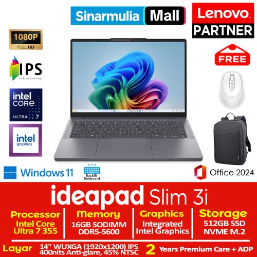 Lenovo Ideapad Slim 3i Ultra 7 355 512GB SSD 16GB WUXGA IPS Win11+OHS