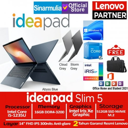 Lenovo Ideapad Slim 5i i5-1235U 512GB SSD 16GB Iris Xe Windows11 + OHS