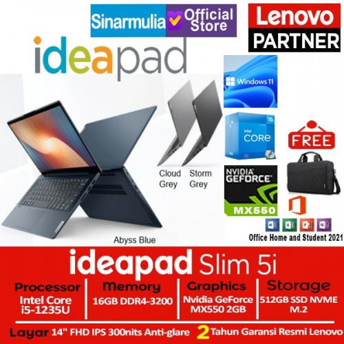 Lenovo Ideapad Slim 5i i5-1235U 512GB SSD 16GB MX550 Windows11 + OHS
