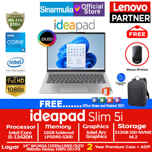 Lenovo Ideapad Slim 5i i5-13420H 512GB SSD 16GB WUXGA OLED Win11+OHS