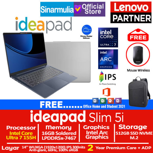 Lenovo Ideapad Slim 5i Intel Ultra 7 155H 512GB SSD 16GB 100%sRGB W111