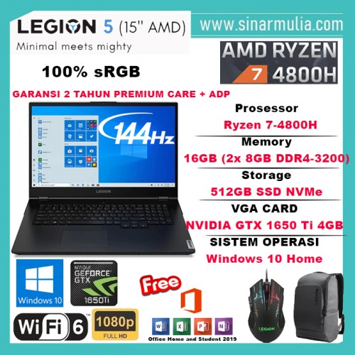 LENOVO LEGION 5 RYZEN 5 4600H GTX1650Ti 512GB16GB 144Hz 100%sRGB Win10+OHS1
