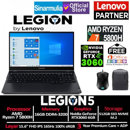 Lenovo Legion 5 Ryzen 7 5800H RTX3060 512GB SSD 16GB Win10+OHS - Phantom Blue1