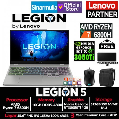 Lenovo Legion 5 Ryzen 7 6800H RTX3050Ti 512GB SSD 16GB Windows11 + OHS