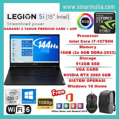 LENOVO LEGION 5i i7-10750H 16GB RTX2060 6GB 144Hz WIN10+OHS1