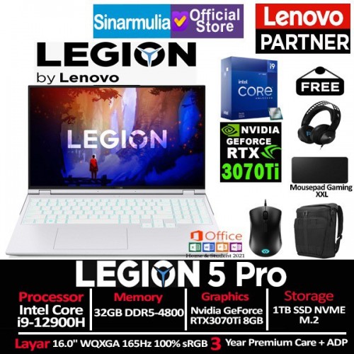 Lenovo Legion 5i Pro i9-12900H RTX3070Ti 1TB SSD 32GB 165Hz Windows11 + OHS2