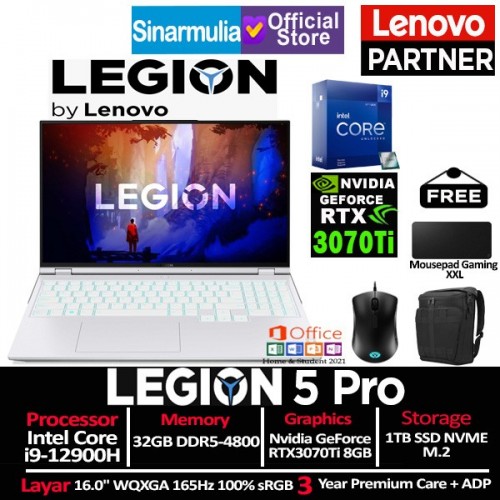 Lenovo Legion 5i Pro i9-12900H RTX3070Ti 1TB SSD 32GB 165Hz Windows11 + OHS1