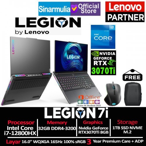 Lenovo Legion 7i i7-12800HX RTX3070Ti 1TB SSD 32GB Windows11 + OHS