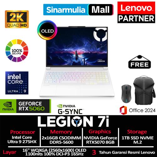 Lenovo Legion 7i Ultra 9 275HX RTX5070 1TB SSD 32GB WQXGA OLED 100%sRGB 165Hz Win11+OHS1