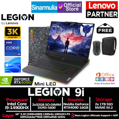 Lenovo Legion 9i i9-14900HX RTX4090 2TB SSD 64GB 3K Mini LED 100%sRGB 165Hz Win11+OHS Lenovo Legion 9i i9-14900HX RTX4090 2TB SSD 64GB 3K Mini LED 100%sRGB 165Hz Win11+OHS