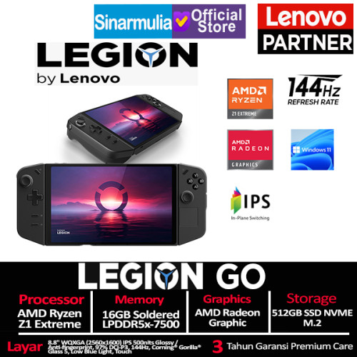 Lenovo Legion Go Ryzen Z1 Extreme 512GB SSD 16GB IPS Touch Win111