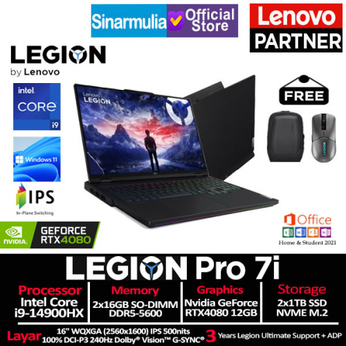 Lenovo Legion Pro 7i i9-14900HX RTX4080 2TB SSD 32GB IPS 240Hz Win111