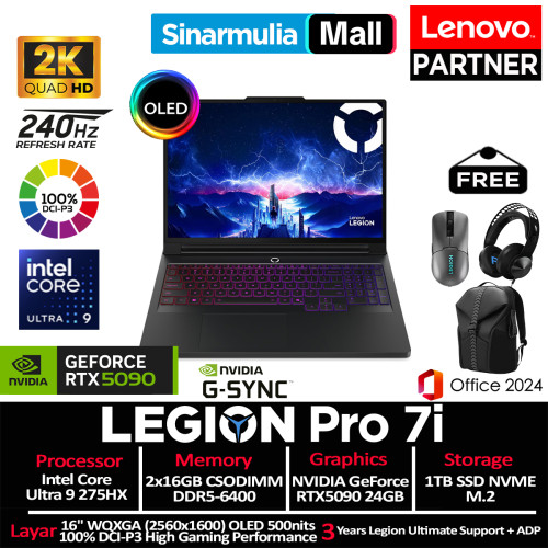 Lenovo Legion Pro 7i Ultra 9 275HX RTX5090 1TB SSD 32GB WQXGA OLED 100%sRGB 240Hz Win11+OHS Lenovo Legion Pro 7i Ultra 9 275HX RTX5090 1TB SSD 32GB WQXGA OLED 100%sRGB 240Hz Win11+OHS