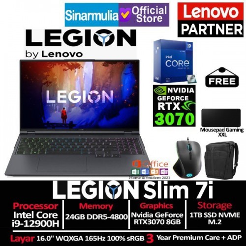 Lenovo Legion Slim 7i i9-12900H RTX3070 1TB SSD 24GB Windows11 + OHS1