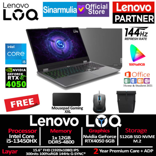 Lenovo LOQ Gaming i5-13450HX RTX4050 512GB SSD 12GB 144Hz IPS Win11