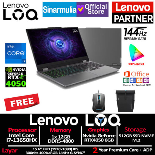 Lenovo LOQ Gaming i7-13650HX RTX4050 512GB SSD 12GB 144Hz IPS Win111