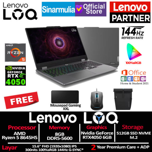 Lenovo LOQ Gaming Ryzen 5 8645HS RTX4050 512GB SSD 8GB 144Hz IPS Win111