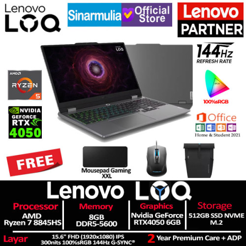 Lenovo LOQ Gaming Ryzen 7 8845HS RTX4050 512GB SSD 8GB 144Hz IPS Win111