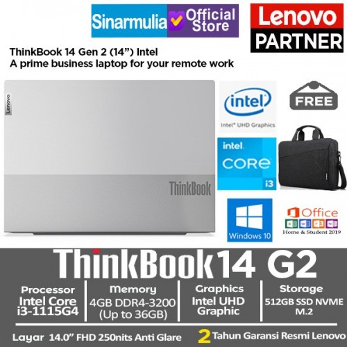 Lenovo ThinkBook 14 G2 i3-1115G4 4GB 512GB SSD Windows 10 + Office Home Students Original