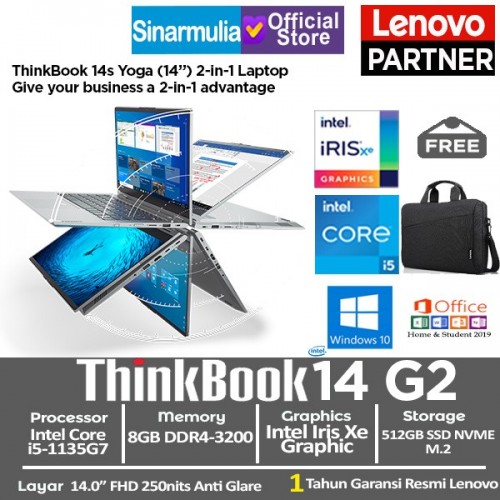 LENOVO ThinkBook 14s Yoga ITL i5-1135G7 512GB SSD 8GB Iris Xe Win10+OH - Abyss Blue