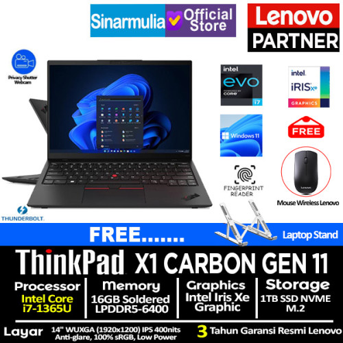 Lenovo ThinkPad X1 Carbon Gen 11 i7-1365U 1TB SSD 16GB Win11Pro Lenovo ThinkPad X1 Carbon Gen 11 i7-1365U 1TB SSD 16GB Win11Pro