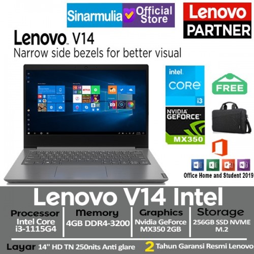Lenovo V14 G2 i3-1115G4 256GB SSD 4GB MX350 WINDOWS Office Home Students