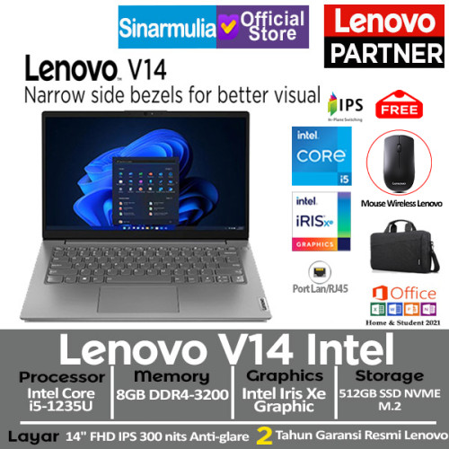 Lenovo V14 G3 IAP i5-1235U 512GB SSD 8GB IPS Win11+OHS1