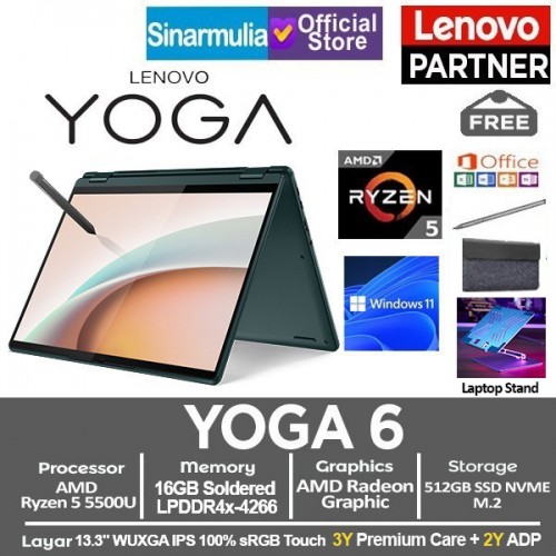 Lenovo Yoga 6 Ryzen 5 5500U 512GB SSD 16GB 100%sRGB Windows11 + OHS