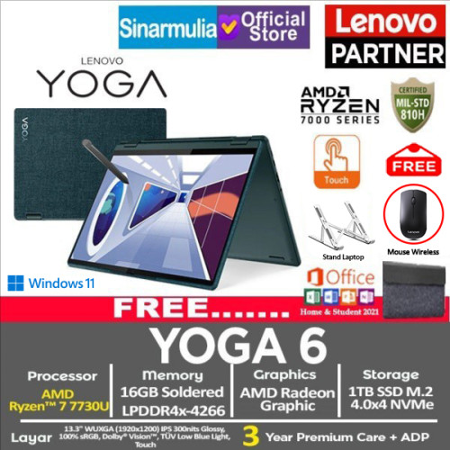 Lenovo Yoga 6 Ryzen 7 7730U 16GB 512GB SSD Win11+OHS1