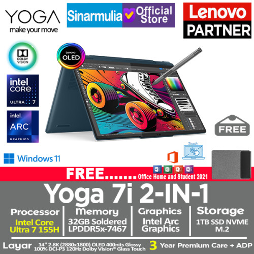 Lenovo Yoga 7i 2IN1 Intel Ultra 7 155H 1TB SSD 32GB 2.8K OLED Touch Win11+OHS Lenovo Yoga 7i 2IN1 Intel Ultra 7 155H 1TB SSD 32GB 2.8K OLED Touch Win11+OHS