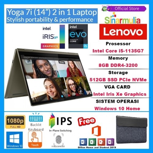 LENOVO YOGA 7i i5-1135G7 512GB SSD 8GB Intel Iris Xe WIN 10+OHS1