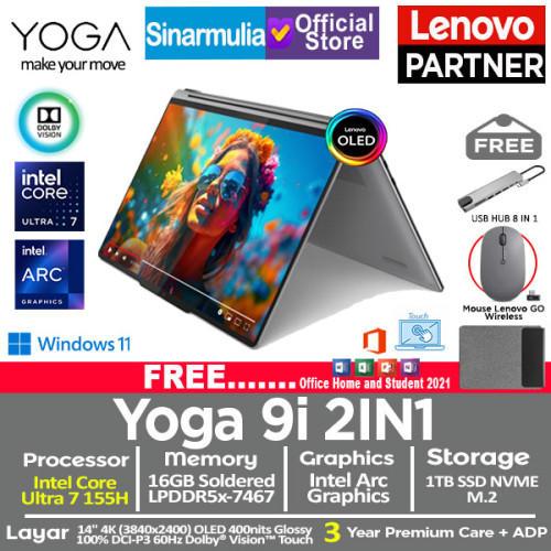 Lenovo Yoga 9i 2IN1 Intel Ultra 7 155H 1TB SSD 16GB 4K OLED Touch W11