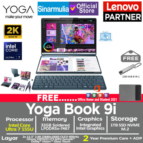 Lenovo Yoga Book 9i Intel Ultra 7 155U 1TB SSD 32GB 2.8K OLED Touch Win111