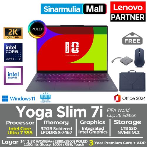 Lenovo YOGA Slim 7i Aura Edition FIFA World Cup 26 Edition Ultra 7 355 1TB SSD 32GB WQXGA+ POLED 100%sRGB 120Hz Touch Win11+OHS