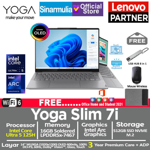 Lenovo Yoga Slim 7i Intel Ultra 5 125H 512GB SSD 16GB OLED Touch Win111