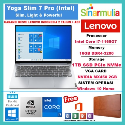 LENOVO Yoga Slim 7i Pro i7-1165G7 16GB 1TB SSD MX450 2GB 2.2K W10+OHS1