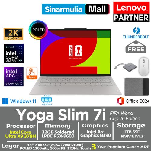 Lenovo YOGA Slim 7i Ultra Aura Edition FIFA World Cup 26 Edition Ultra X9 378H 1TB SSD 32GB 2.8K WQXGA+ POLED 100%sRGB 120Hz Touch Win11+OHS