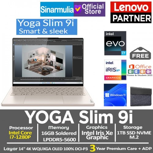 Lenovo Yoga Slim 9i i7-1280P 1TB SSD 16GB Iris Xe Windows11 + OHS