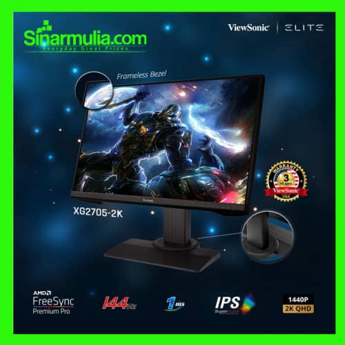 Monitor Gaming 27" ViewSonic XG2705-2K 2K QHD IPS 144Hz 131% sRGB 1ms