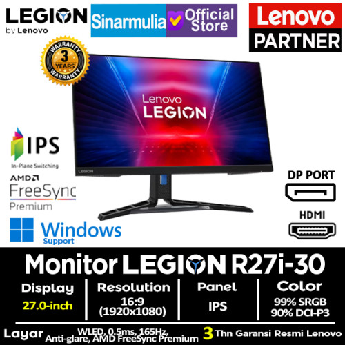 Monitor Gaming Lenovo Legion R27i-30 IPS 165Hz 0.5MS 99%sRGB