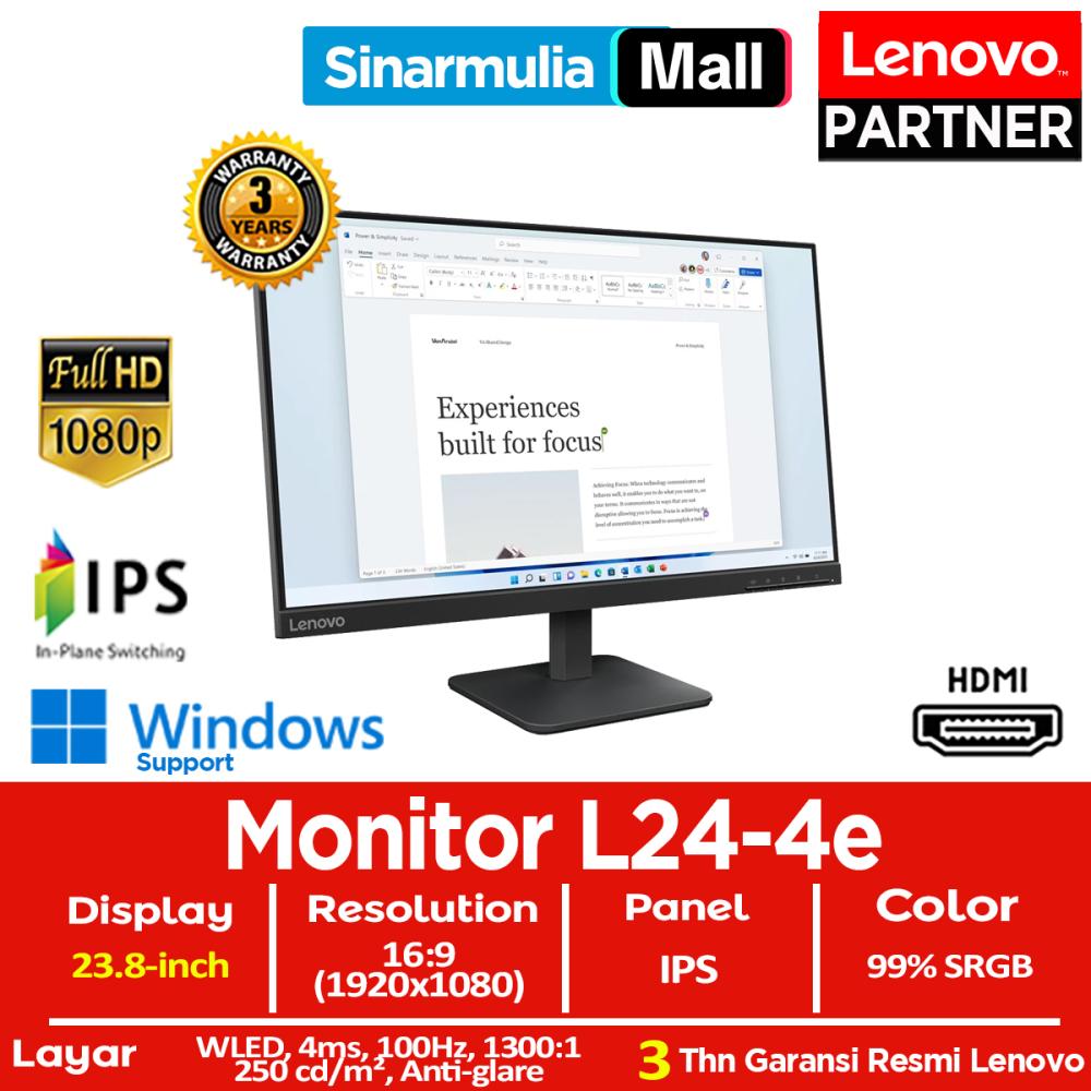 Monitor LED Lenovo L24-4e 23.8 IPS 100Hz HDMI VGA 99%sRGB Eye Caring - foto 1