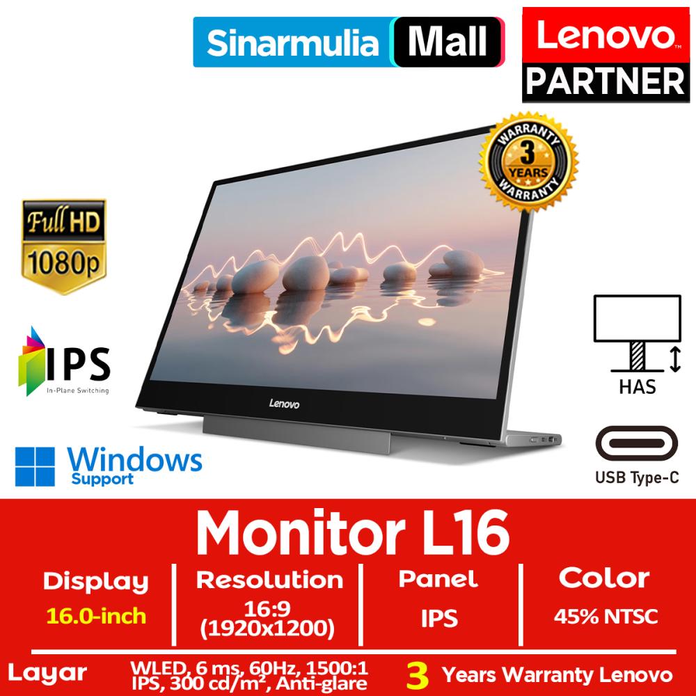 Monitor Lenovo LED L16 16" IPS FHD 60Hz 6ms USB-C Anti-glare - foto 1