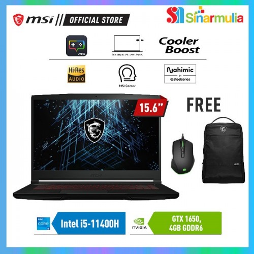 MSI GF63 11SC i5-11400H 512GB SSD 8GB GTX1650 Windows11 Home3