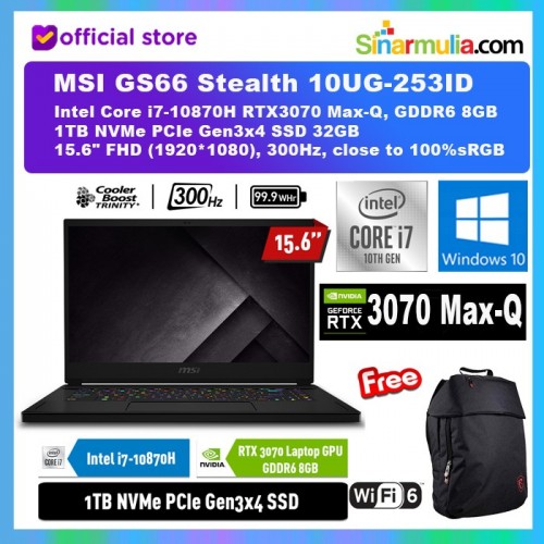 MSI GS66 Stealth 10UG-253ID i7-10870H RTX3070 Max-Q 1TB SSD 32GB 300Hz