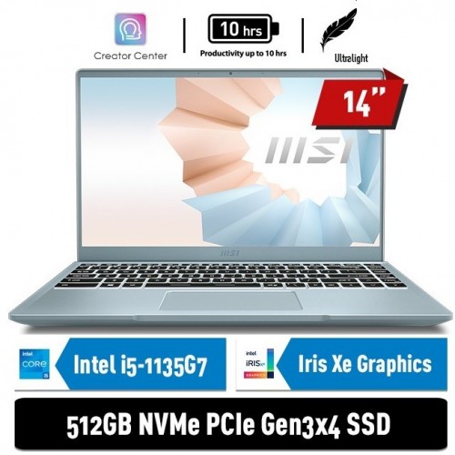 MSI Modern 14 B11MO i5-1135G7 512GB SSD 8GB INTEL Iris Xe Win 102
